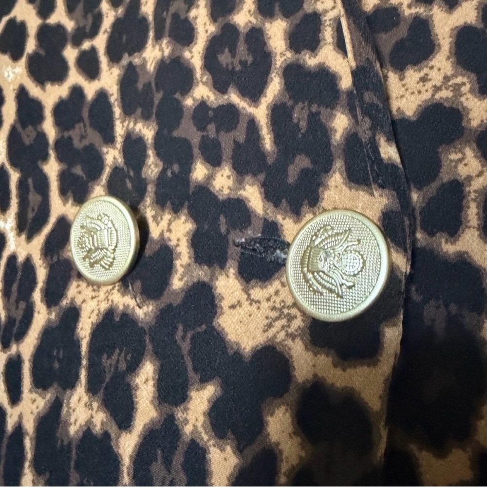Leopard Print Double-Breasted Blazer Jacket - Brown/Black - Picture 2 of 3